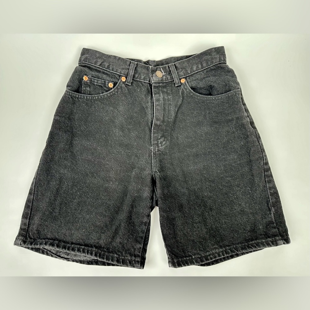 VINTAGE LEE High Waist Distressed Black Mom Denim Jean Shorts Size 9
